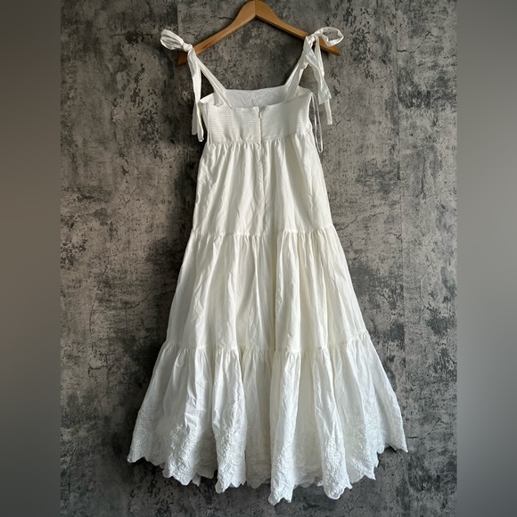 Cotton simple puffy dress with adjustable straps maxi dress western vibe boho - Picture 4 of 14